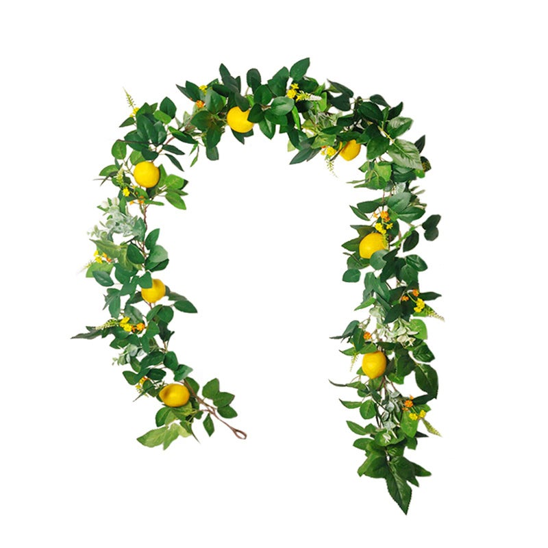 KWQBHW KWQBHW 6 Ft Artificial Lemon Garland Spring Greenery Garland with Lemons and Flowers Summer Fruit Garlands Wreath for Front Door Wall Table Wedding Decor 