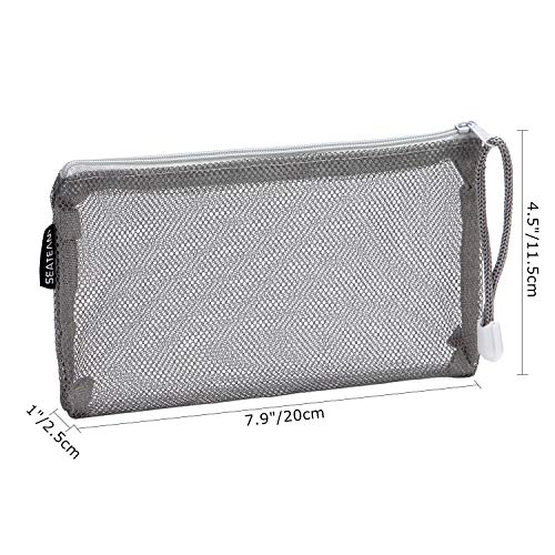 Sea Team 6pcs Multicolored Portable Travel Toiletry Pouch Nylon Mesh Cosmetic Makeup Organizer Bag with Zipper, Monochrome - Image 5