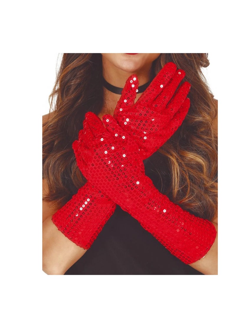 Fiestas Guirca RED SEQUIN GLOVES
