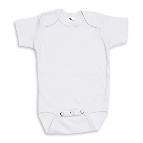 Laughing Giraffe Baby Blank Short Sleeve One Piece Bodysuit White (0-3 Months, White) - Image 2