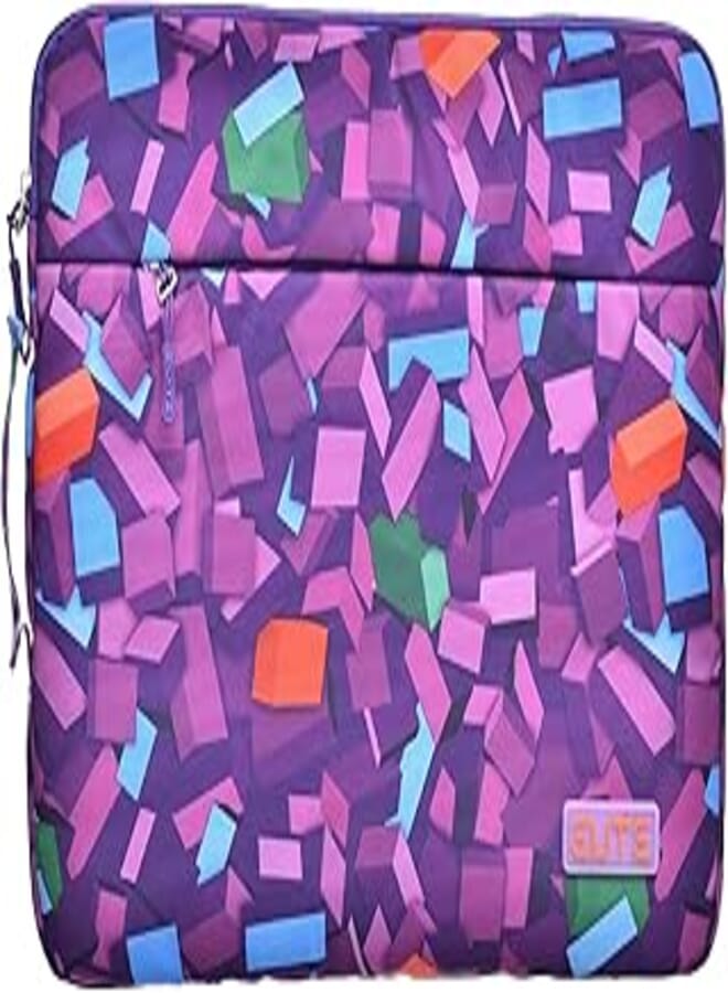 Elite Fabric Slim Pocket Sleeve Containing Main And Front Zipper Pocket With Printed Design Equipped Strong Handle Compatible With Various Laptops 15.6 Inch - Multi Color 