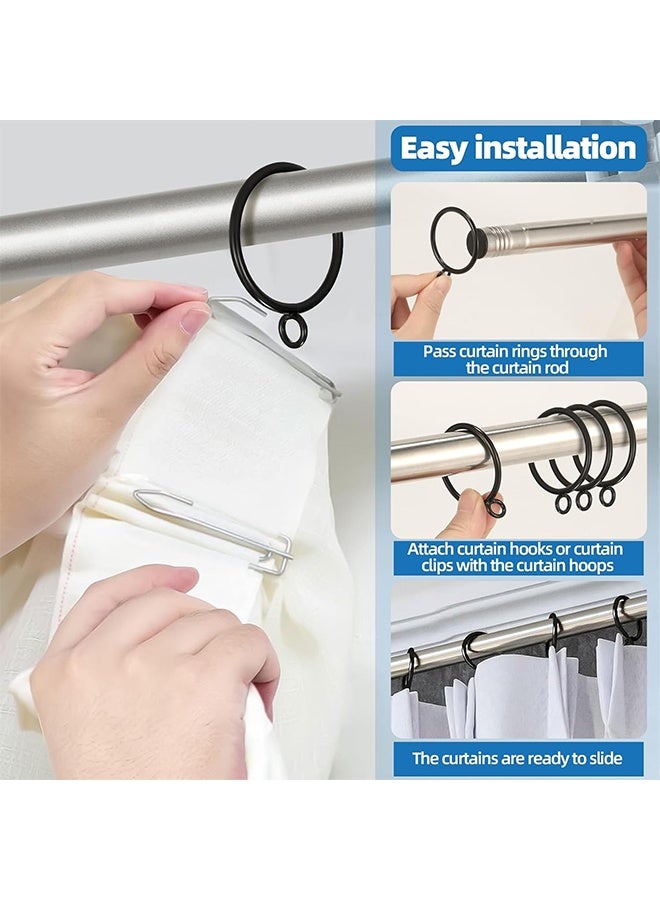 مجموعة من 20 حلقة ستائر مع فتحة، قطر داخلي 1.77 بوصة، حلقة ستائر معدنية تناسب قضبان الستائر حتى 1.5 بوصة، حلقات قضبان الستائر تنزلق بسلاسة، خطافات ستائر متينة مقاومة للصدأ بتصميم عتيق (أسود) - Image 5