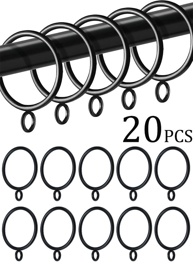 مجموعة من 20 حلقة ستائر مع فتحة، قطر داخلي 1.77 بوصة، حلقة ستائر معدنية تناسب قضبان الستائر حتى 1.5 بوصة، حلقات قضبان الستائر تنزلق بسلاسة، خطافات ستائر متينة مقاومة للصدأ بتصميم عتيق (أسود) - Image 1