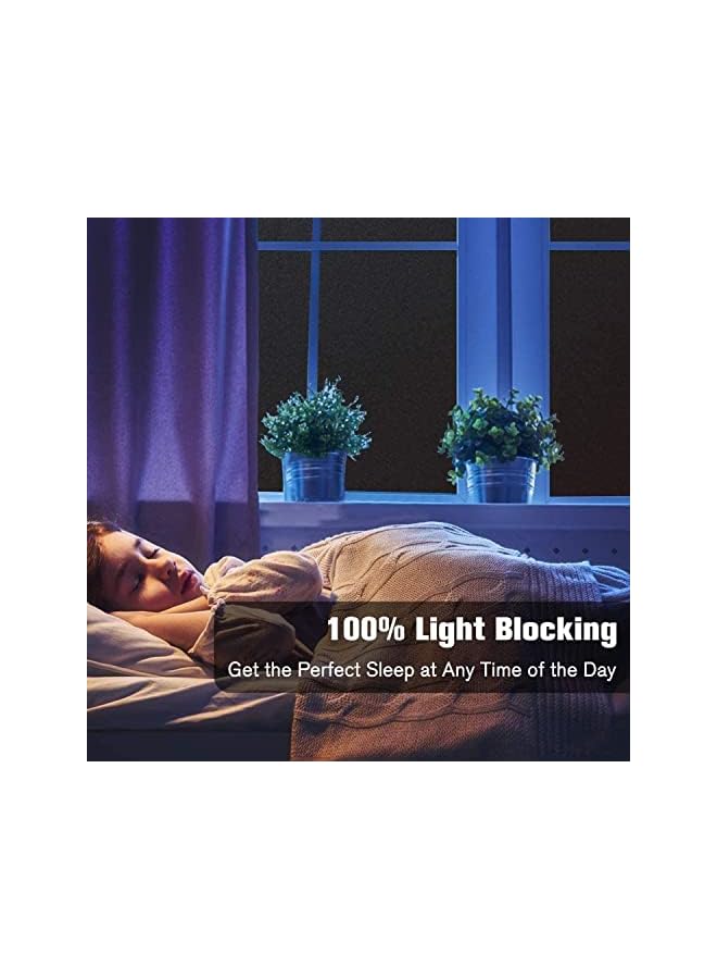 The Bros Total Blackout Frosted Window Film Privacy Reusable Blackout Window Film, Static Cling Room Darkening Glue Free Curtains for Day Sleeping Bedroom and Bathroom,UV Resistant Black,30 x 400cm - Image 3