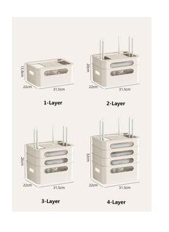 Generic Router Storage Box, Wifi Wireless Router Set-Top Box Shelf STB Optical Modem Cover Rack Cord Socket Board Container Box Multi-Layer Desktop Cable Organiser Box for TV Cabinet (Beige, 2-Layer)  - Image 5