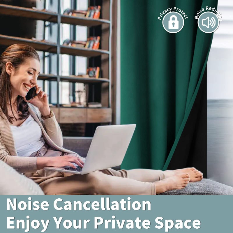 BGment بئسة معزولة حرارية بنسبة 100 ٪ الستائر اللفاتية لغرفة النوم مع بطانة سوداء طبقة مزدوجة غرفة كاملة داكنة ضوضاء تقليل الستار جروميت (42 × 84 بوصة الزمرد 2 لوحات) - Image 5