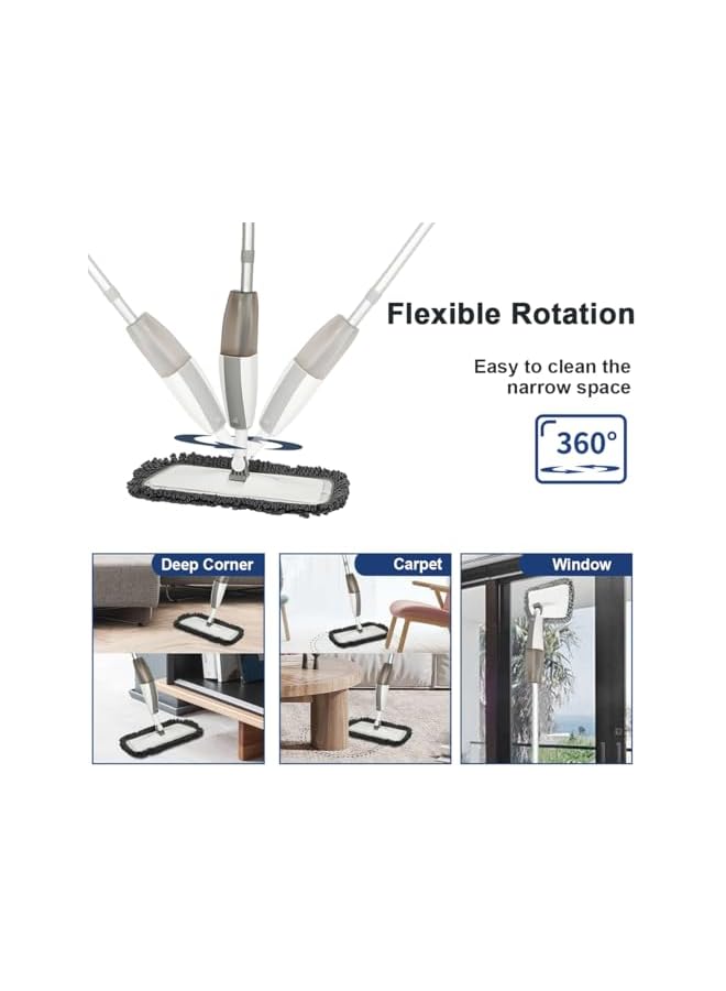 promass Microfiber Spray Mop for Floor Cleaning Floor Mop Dry Wet Mop with 4PCS Reusable Washable Mop Pads Refillable Bottle Sprayer Flat Mops for Laminate Hardwood Ceramic Tile Wood Dust Kitchen - Image 4