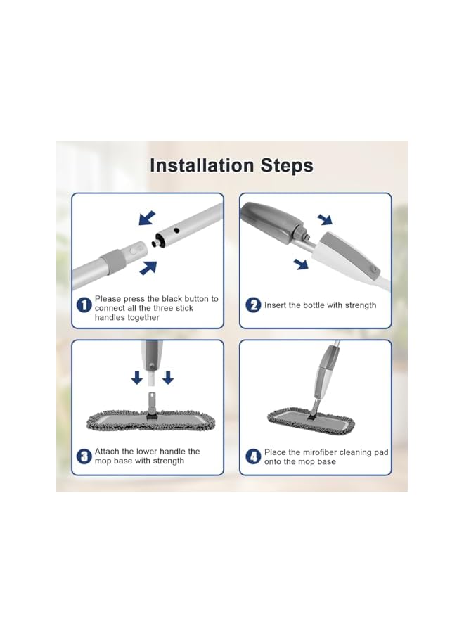 promass Microfiber Spray Mop for Floor Cleaning Floor Mop Dry Wet Mop with 4PCS Reusable Washable Mop Pads Refillable Bottle Sprayer Flat Mops for Laminate Hardwood Ceramic Tile Wood Dust Kitchen - Image 5