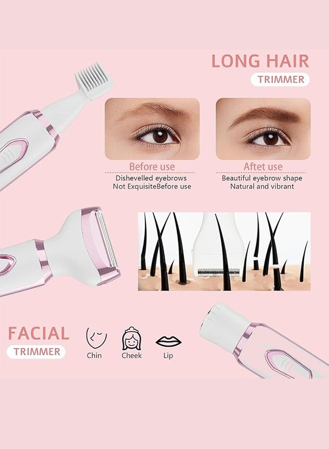Ruibo Power Shaver Women Painless 4 In 1 Women Shaver Cordless Rechargeable Face Eyebrow Shaver And Nose Hair Trimmer Lip Body Bikini Trimmer Women Beauty Set  White - Image 2
