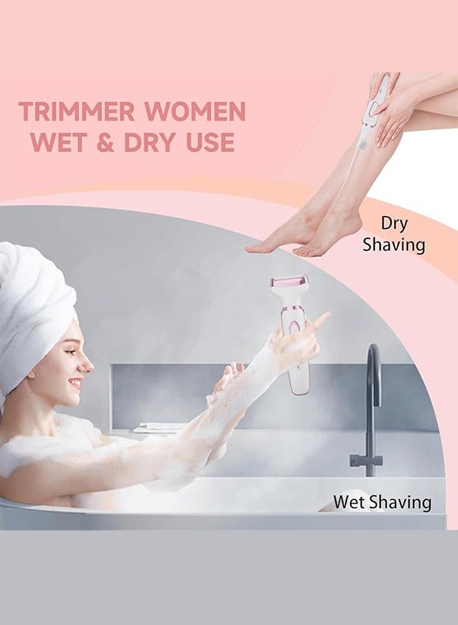 Ruibo Power Shaver Women Painless 4 In 1 Women Shaver Cordless Rechargeable Face Eyebrow Shaver And Nose Hair Trimmer Lip Body Bikini Trimmer Women Beauty Set  White - Image 5