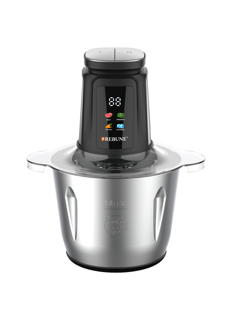 REBUNE Electric Vegetable and Meat Chopper, 3 Liters, 500W – with Digital Display – 3 L 500 W RE-2-189 BLACK - Image 1