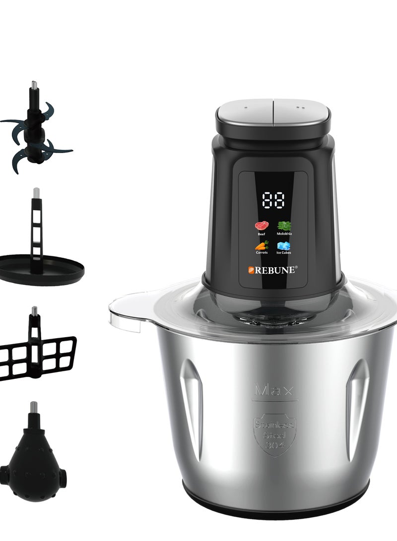 REBUNE Electric Vegetable and Meat Chopper, 3 Liters, 500W – with Digital Display – 3 L 500 W RE-2-189 BLACK - Image 2