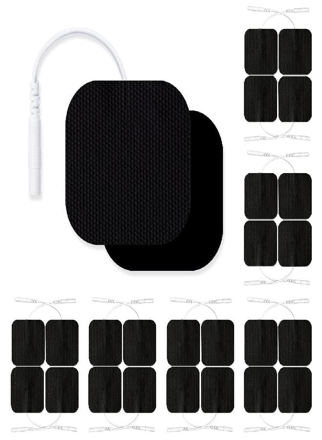 24 Pack 2" x 2" TENS Unit Replacement Pads Reuse More Than 45 Times, Upgraded Self-Adhesive Pads Compatible with AUVON, TENS 7000, Black - Image 1