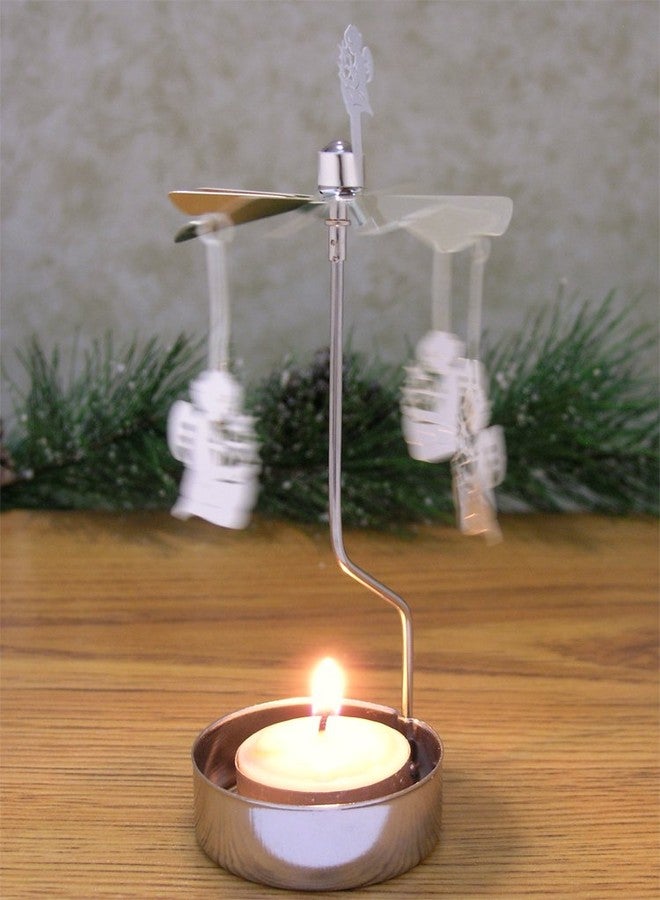 بانبيري ديزاينز حامل شموع على شكل ملاك - ملائكة راكعة تحمل نجوم الصباح السماوية - شمعة صغيرة عديمة الدخان متضمنة - ديكور للعطلات - الارتفاع 5.5 بوصة - Image 5