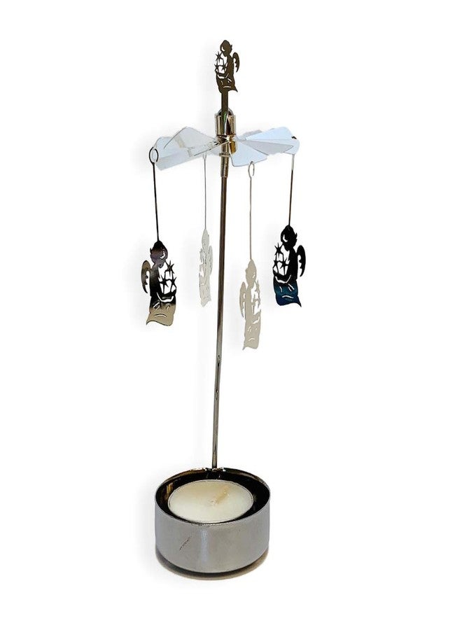 بانبيري ديزاينز حامل شموع على شكل ملاك - ملائكة راكعة تحمل نجوم الصباح السماوية - شمعة صغيرة عديمة الدخان متضمنة - ديكور للعطلات - الارتفاع 5.5 بوصة - Image 1