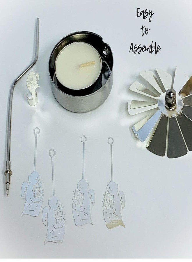 بانبيري ديزاينز حامل شموع على شكل ملاك - ملائكة راكعة تحمل نجوم الصباح السماوية - شمعة صغيرة عديمة الدخان متضمنة - ديكور للعطلات - الارتفاع 5.5 بوصة - Image 3