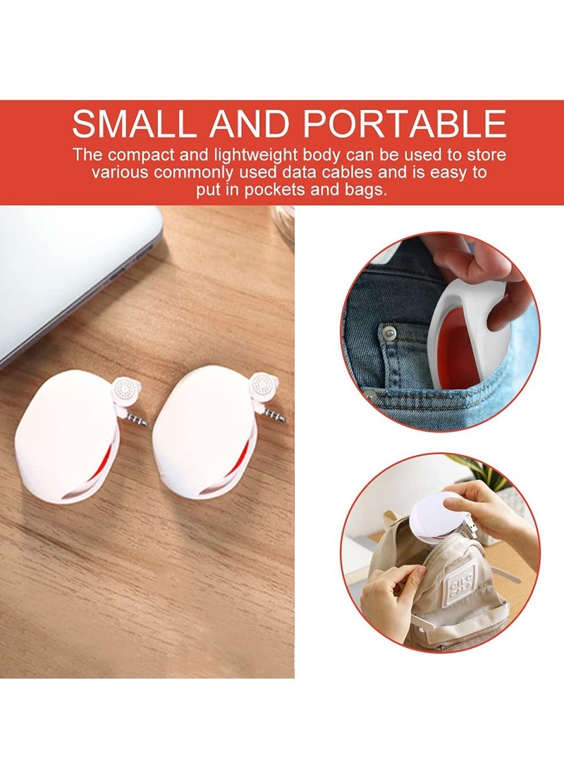 SYOSI 2 PCS Automatic Cord Winder Wire Storage Housekeeper Retractable Cable Organizer for USB Cables, Headphone Cable Data Charging Cable and Other Cords for Home Office Classroom White - Image 3