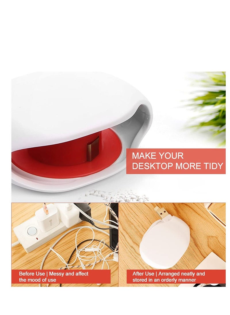 SYOSI 2 PCS Automatic Cord Winder Wire Storage Housekeeper Retractable Cable Organizer for USB Cables, Headphone Cable Data Charging Cable and Other Cords for Home Office Classroom White - Image 5