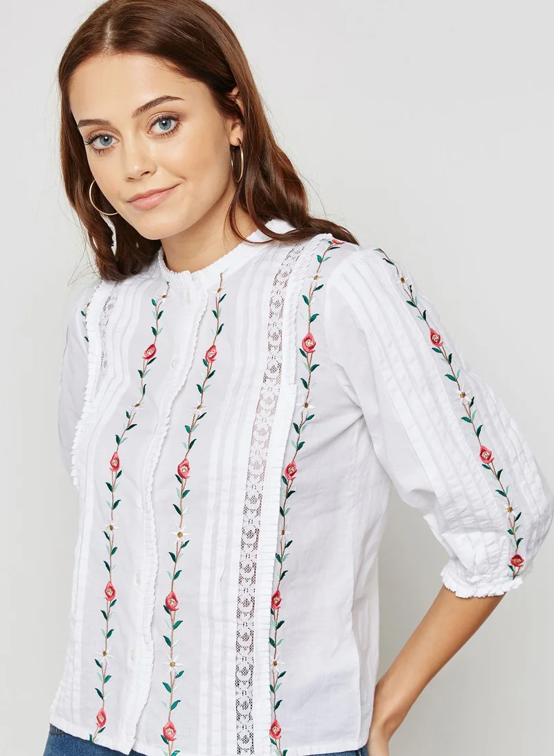 TOPSHOP Embroidered Floral Shirt