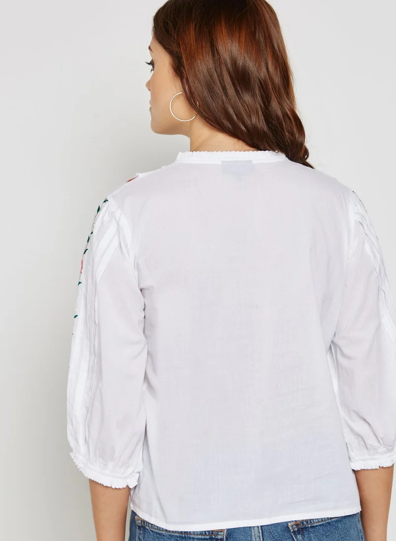 TOPSHOP Embroidered Floral Shirt