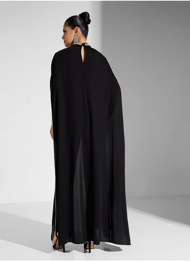 Akadia Fashion crystal cape jumpsuit