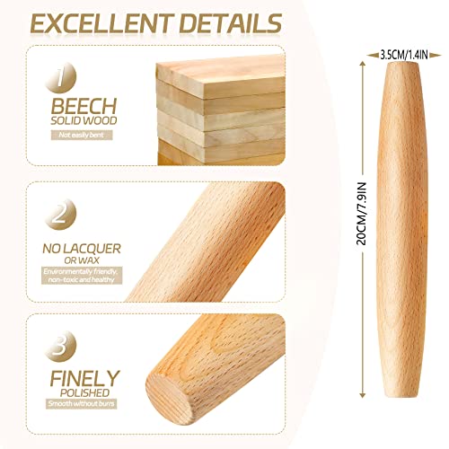 VINMEN French Rolling Pin for Baking - AMPSEVEN Wooden Rolling Pin Dough Roller for Pizza Fondant Pasta Dumpling tortillas (20cm(7.9inch)) - Image 2
