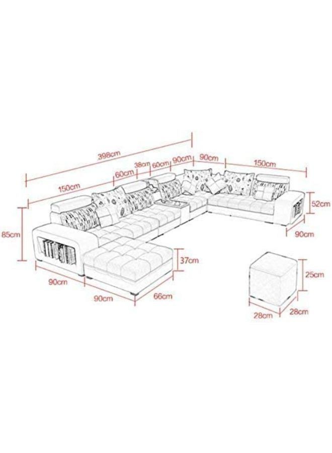 Karnak Sectional Sofa, Solid Wood Sofa for Living Room Furniture Modern Corner Fabric Upholstered Sofa Set - Color (Grey) - Image 2