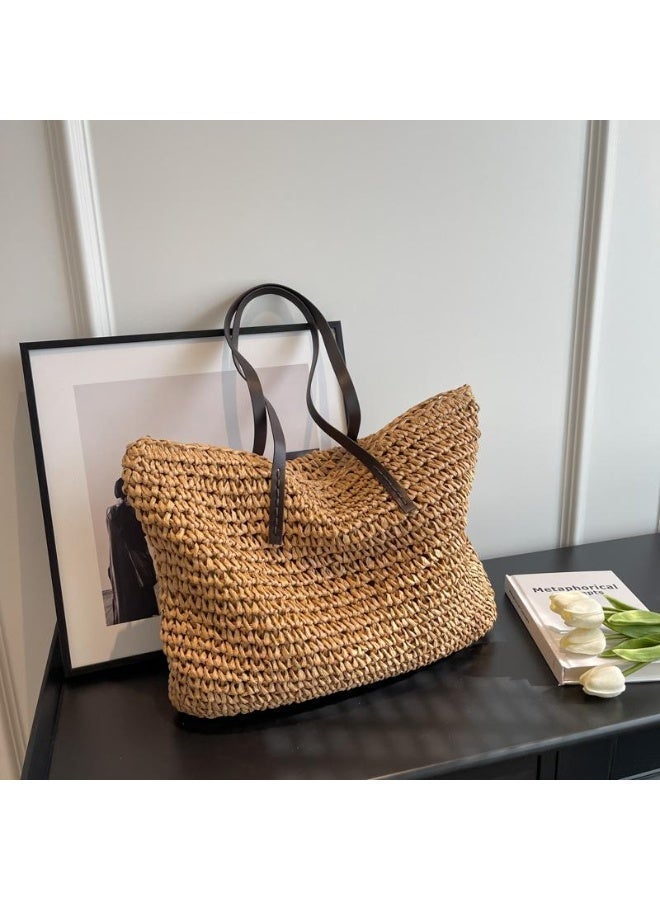 Beach Bags Straw Large Tote with Full Zip & Lining for Women 47x37cm Beige | Beach Bag for Ladies with Zipper Closure | Woven Raffia Beach Tote with PU Leather Shoulder Straps | Summer Shoulder Bag for Women | Large Capacity Travel Tote, Shopping Bag, Vacation Bag, Holiday Bag, Resort Bag | Boho Woven Handbag with Inner Lining | Lightweight Natural Straw Summer Bag | Ladies Handbag | Casual Tote Bag | Pool Bag | Picnic Bag | Weekend Bag | Outdoor Bag | Everyday Carry Bag | Fashion Tote for Women | Beach Accessories | Vacation Essentials | Resort Wear Bag | Ladies Shoulder Bag | Travel Handbag | Large Shopper Tote | Eco Friendly Woven Bag | Lightweight Holiday Tote | Summer Fashion Bag | Women's Beach Carryall | Tablet Tote | Oversized Straw Bag | Elegant Bohemian Handbag, Beige - Image 5
