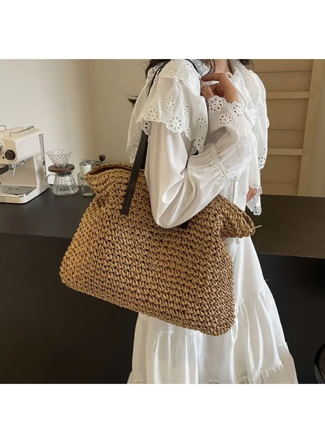 Beach Bags Straw Large Tote with Full Zip & Lining for Women 47x37cm Beige | Beach Bag for Ladies with Zipper Closure | Woven Raffia Beach Tote with PU Leather Shoulder Straps | Summer Shoulder Bag for Women | Large Capacity Travel Tote, Shopping Bag, Vacation Bag, Holiday Bag, Resort Bag | Boho Woven Handbag with Inner Lining | Lightweight Natural Straw Summer Bag | Ladies Handbag | Casual Tote Bag | Pool Bag | Picnic Bag | Weekend Bag | Outdoor Bag | Everyday Carry Bag | Fashion Tote for Women | Beach Accessories | Vacation Essentials | Resort Wear Bag | Ladies Shoulder Bag | Travel Handbag | Large Shopper Tote | Eco Friendly Woven Bag | Lightweight Holiday Tote | Summer Fashion Bag | Women's Beach Carryall | Tablet Tote | Oversized Straw Bag | Elegant Bohemian Handbag, Beige - Image 2