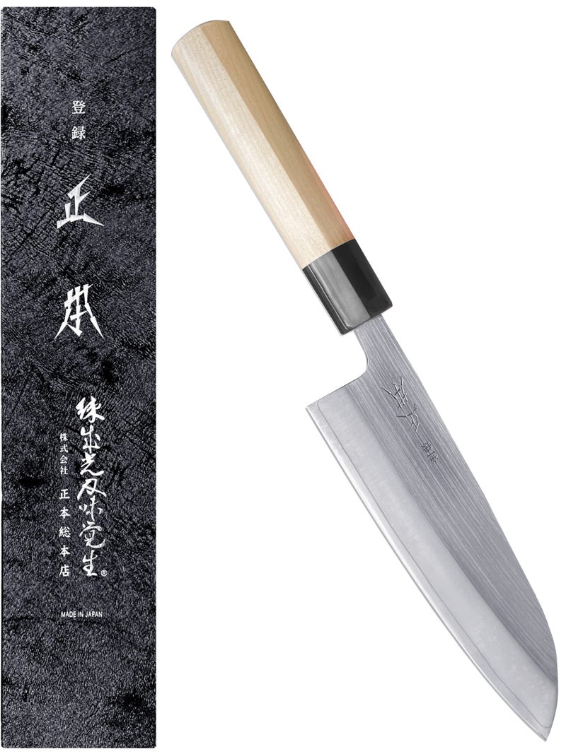 MASAMOTO FH Japanese Santoku Knife 65 165mm Made in JAPAN Professional Japanese All purpose Kitchen Knife Japanese High Speed Stainless Steel Blade WA Wood Handle Tokyo Store Exclusive