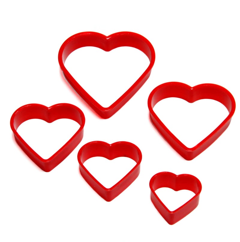 Chef Craft Select Plastic Heart Cookie Cutter, 5 Piece Set, Red - Image 1