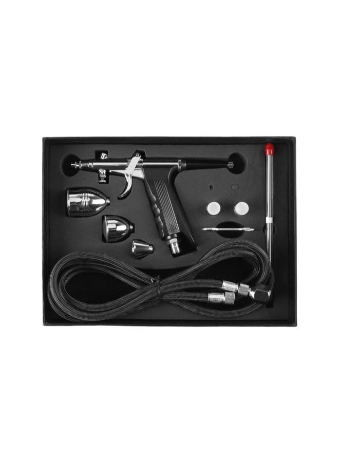 Beauenty Airbrush Kit, Gravity Paint Air Brush Spray Gun Dual Action Air Brush Craft Paint Tools Tattoo Hose Kit Set, 0.3mm 0.5mm 0.8mm Nozzles Cups Set Kit for Color Models Leather Clothes Car Printing  - Image 1