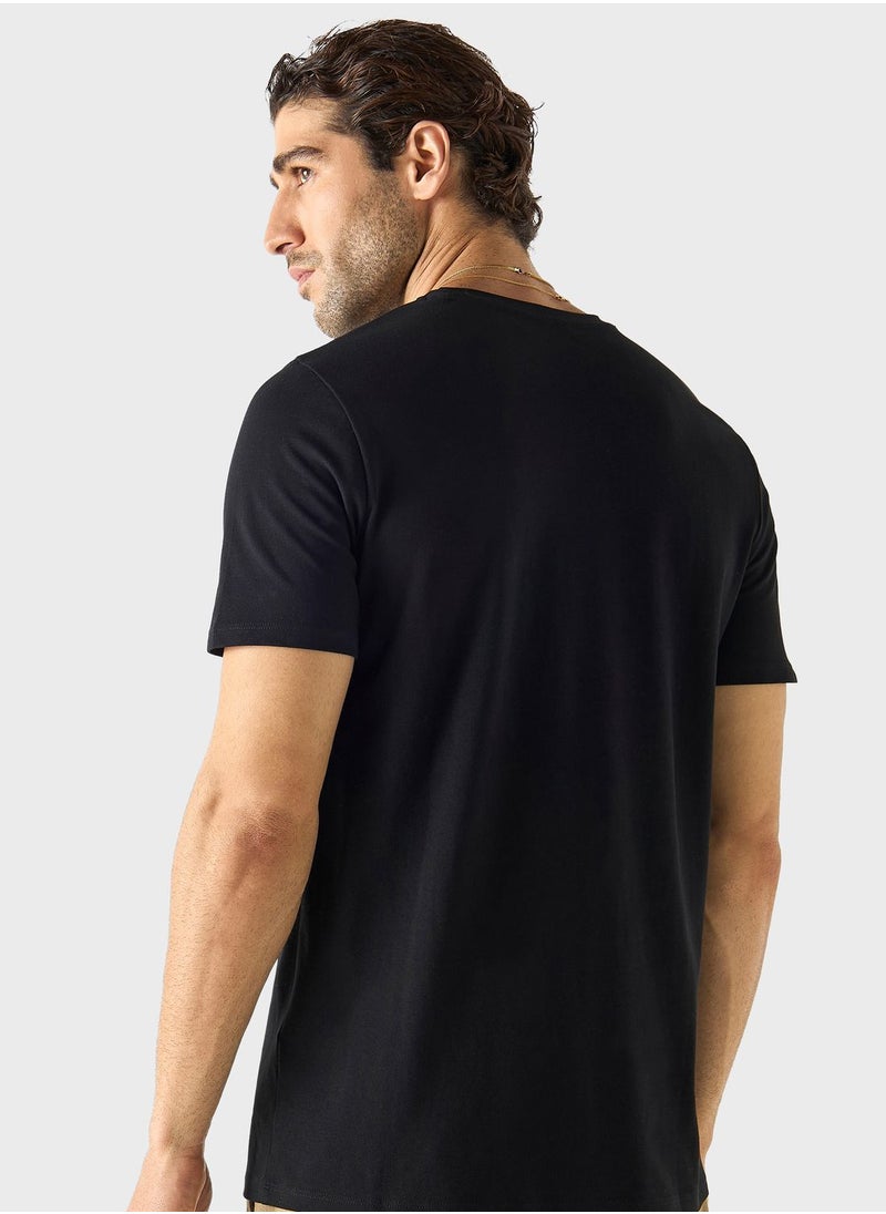 Iconic - Slogan Print Crew Neck T-Shirt - Image 1