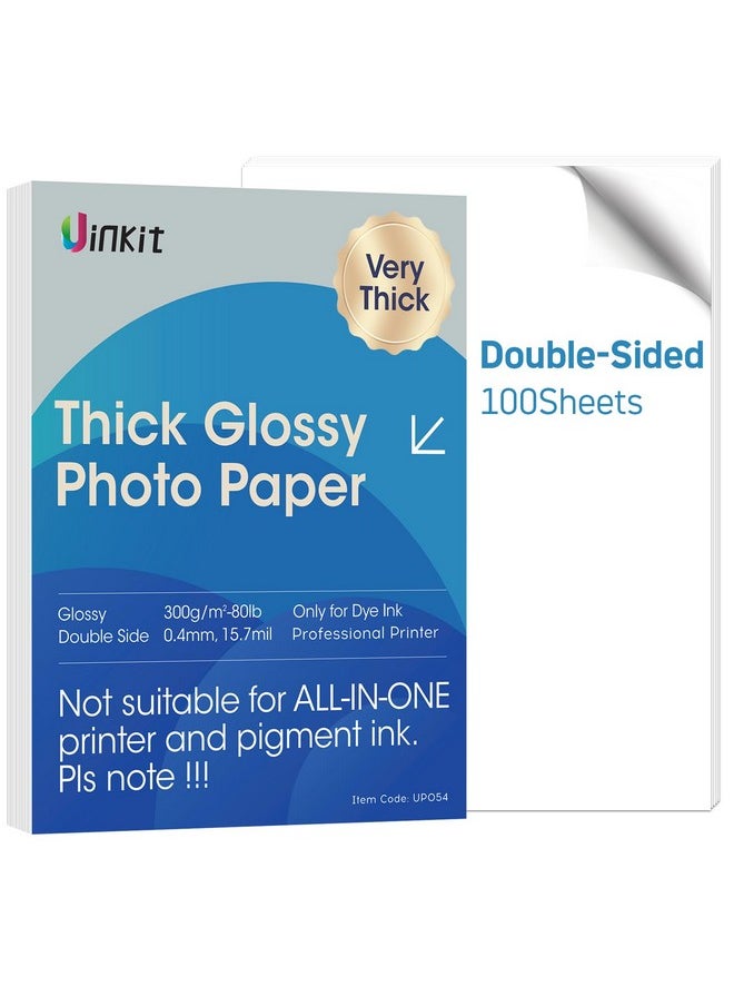 Uinkit Uinkit Thick Photo Paper 8.5x11 inches 100sheets Double Sides Glossy Heavyweight Photo Paper 300gsm Only Suitable for Professional Inkjet Printer  - Image 1