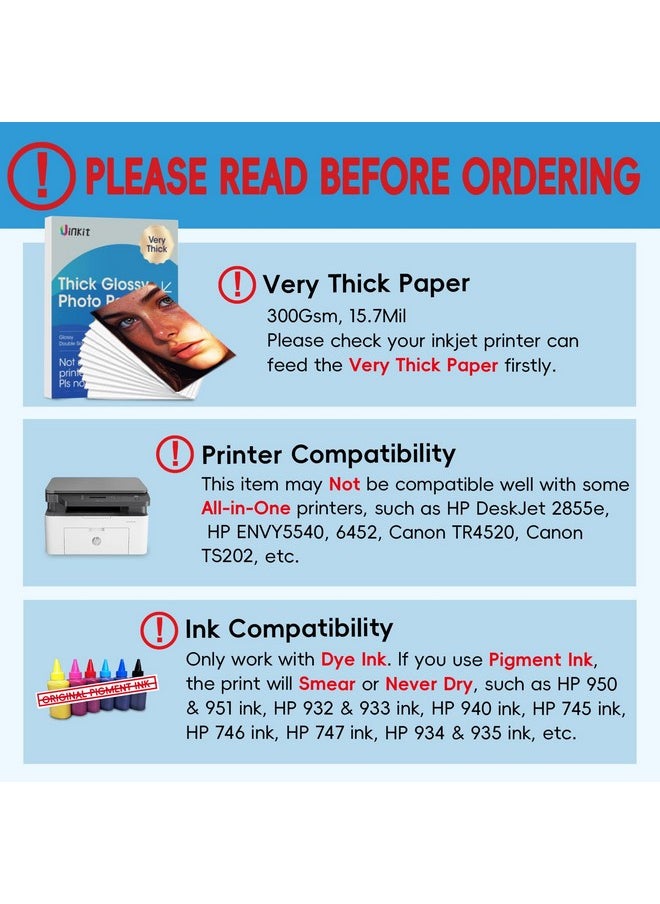 Uinkit Uinkit Thick Photo Paper 8.5x11 inches 100sheets Double Sides Glossy Heavyweight Photo Paper 300gsm Only Suitable for Professional Inkjet Printer  - Image 3