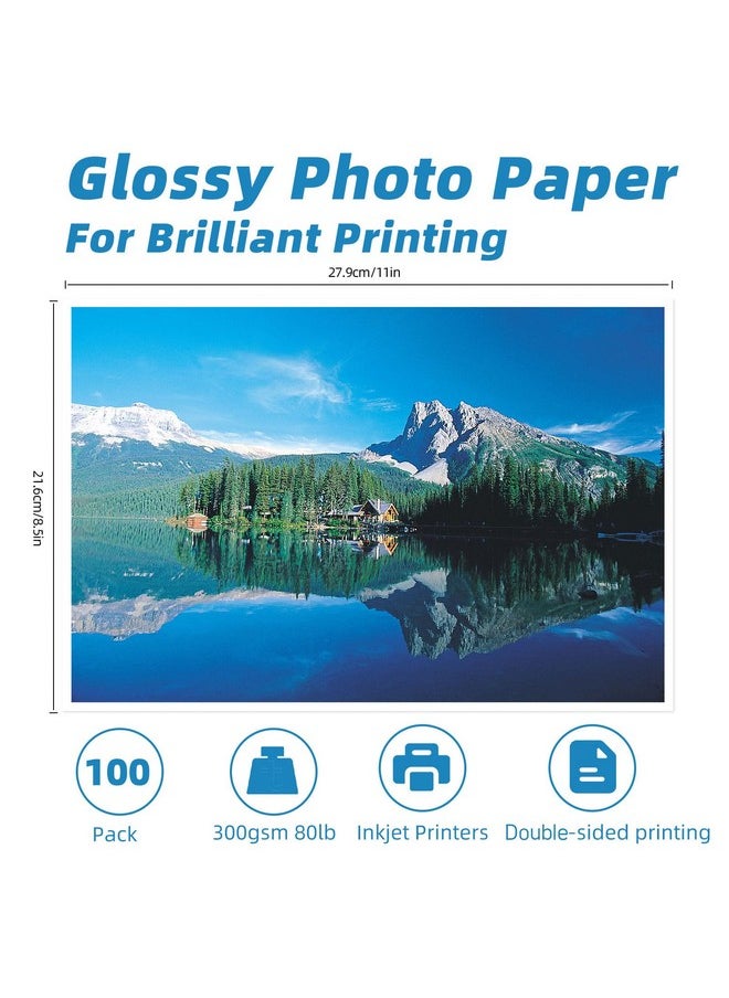 Uinkit Uinkit Thick Photo Paper 8.5x11 inches 100sheets Double Sides Glossy Heavyweight Photo Paper 300gsm Only Suitable for Professional Inkjet Printer  - Image 2