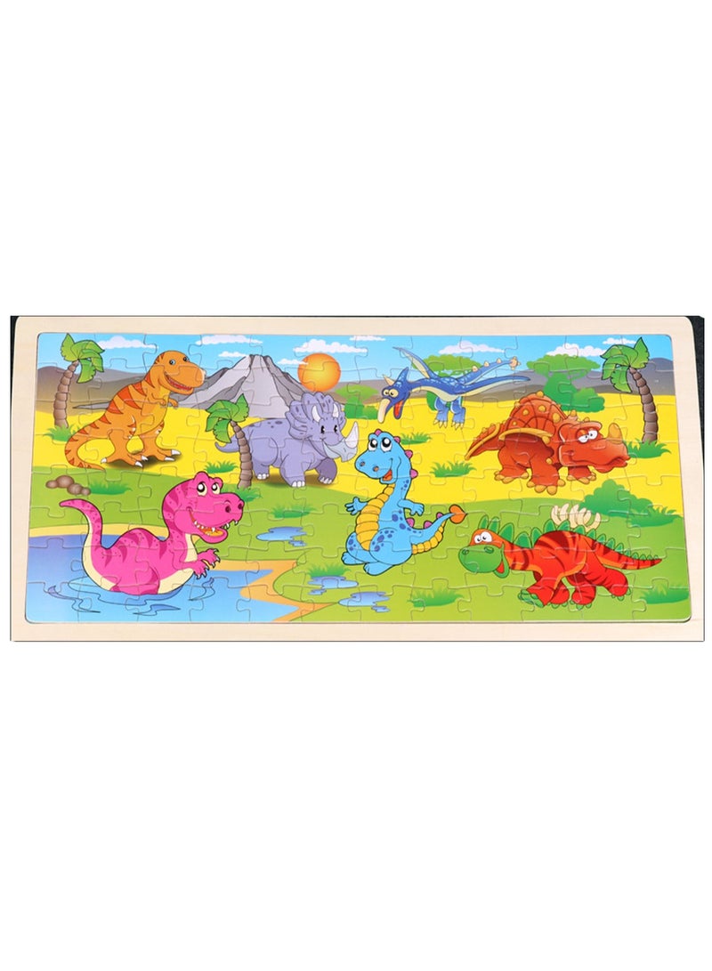 Children's Educational Wooden Cartoon Dinosaur Jigsaw Puzzles Suitable Gift Bag Pack - Image 1