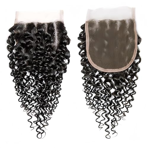 Risbaer Mongolian Kinkys Curly Hair with Middle Part Closure Human Hair 4Bundles(50g/bundle) with Lace Closure Mongolian Curly Weave Bundles with Closure(10/10/12/12+10" Closure) - Image 4