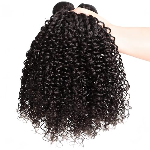 Risbaer Mongolian Kinkys Curly Hair with Middle Part Closure Human Hair 4Bundles(50g/bundle) with Lace Closure Mongolian Curly Weave Bundles with Closure(10/10/12/12+10" Closure) - Image 5