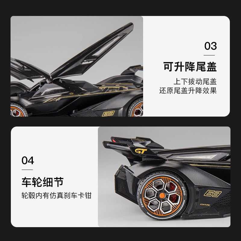 1 To 22 Rambo V12 Alloy Model Back Force Sound And Light Simulation Sports Car Boy Toy Car Ornaments Live Recommendation - Image 4