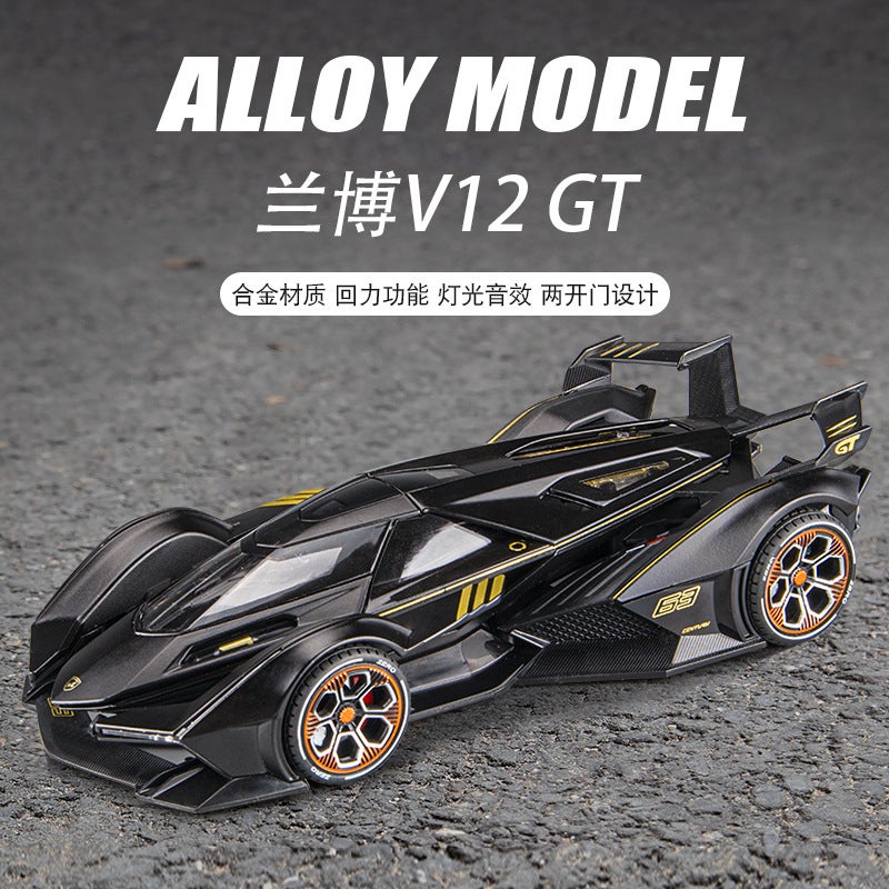 1 To 22 Rambo V12 Alloy Model Back Force Sound And Light Simulation Sports Car Boy Toy Car Ornaments Live Recommendation - Image 2