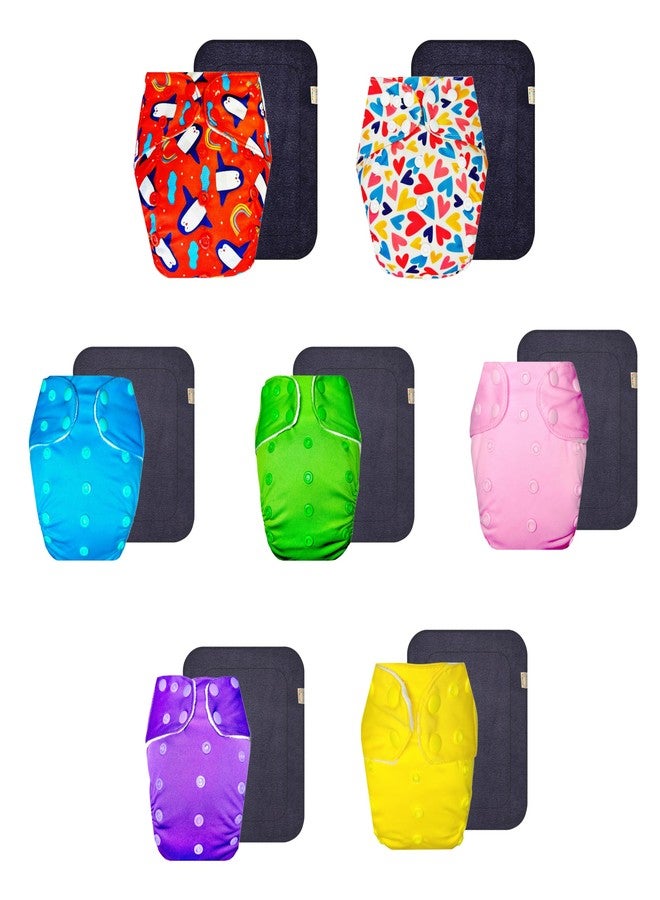 حفاضات قماشية فاخرة من دمبلدو مع حشوة رمادية (عبوة من 7 قطع) | مضادة للحساسية | قابلة لإعادة الاستخدام والغسل | أزرار كبس قابلة للتعديل | مصممة من قبل الأمهات | من 3 أشهر إلى 3 سنوات | للجنسين - Image 1