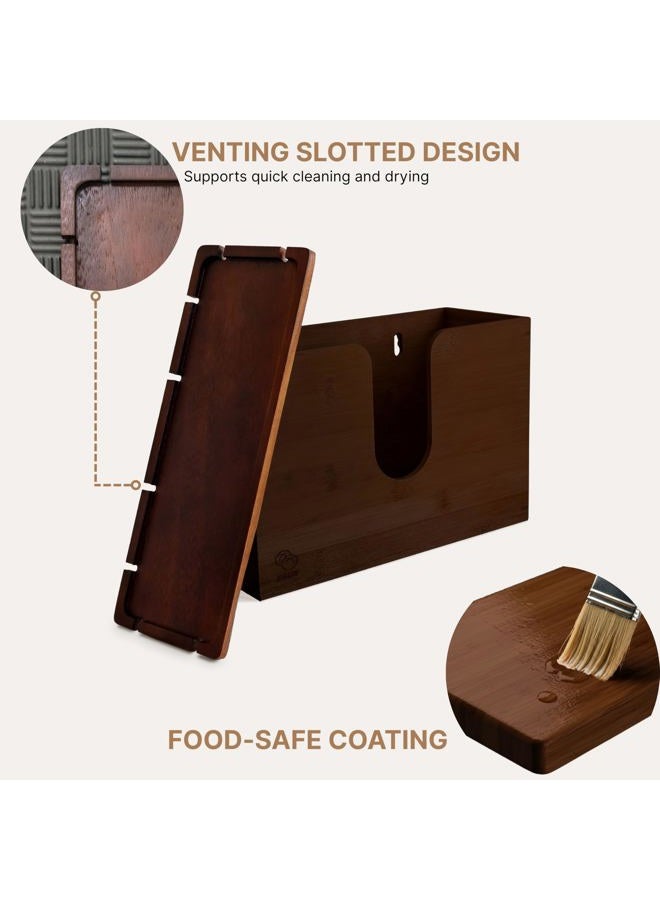Ebun Multifold Paper Towel Dispenser Wall Mount & Countertop | Bamboo Hand Towel Holder for Tri/C/Z/Multi Fold Paper Towels| Traditional Farmhouse Rustic Decor for Kitchen & Bathroom (Caramel Brown) - Image 5