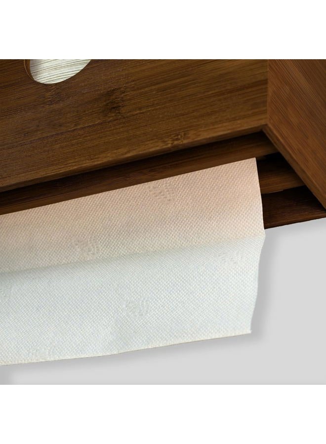 Ebun Multifold Paper Towel Dispenser Wall Mount & Countertop | Bamboo Hand Towel Holder for Tri/C/Z/Multi Fold Paper Towels| Traditional Farmhouse Rustic Decor for Kitchen & Bathroom (Caramel Brown) - Image 4