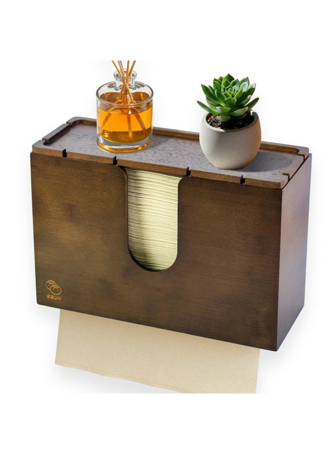Ebun Multifold Paper Towel Dispenser Wall Mount & Countertop | Bamboo Hand Towel Holder for Tri/C/Z/Multi Fold Paper Towels| Traditional Farmhouse Rustic Decor for Kitchen & Bathroom (Caramel Brown) - Image 1