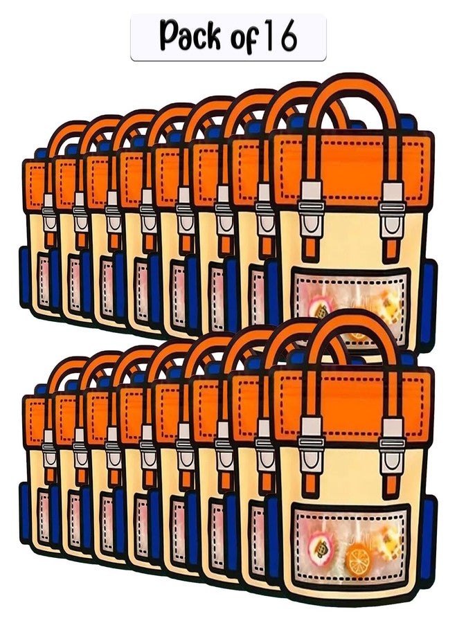 SKY FLEXI PACK – 16 Pcs, Medium, School Bag Themed Candy & Cookie Bags (24cm x 28cm, Orange) – Perfect Goody Bags for Kids, Ideal for Return Gifts for Birthday and Party Favors - Image 3