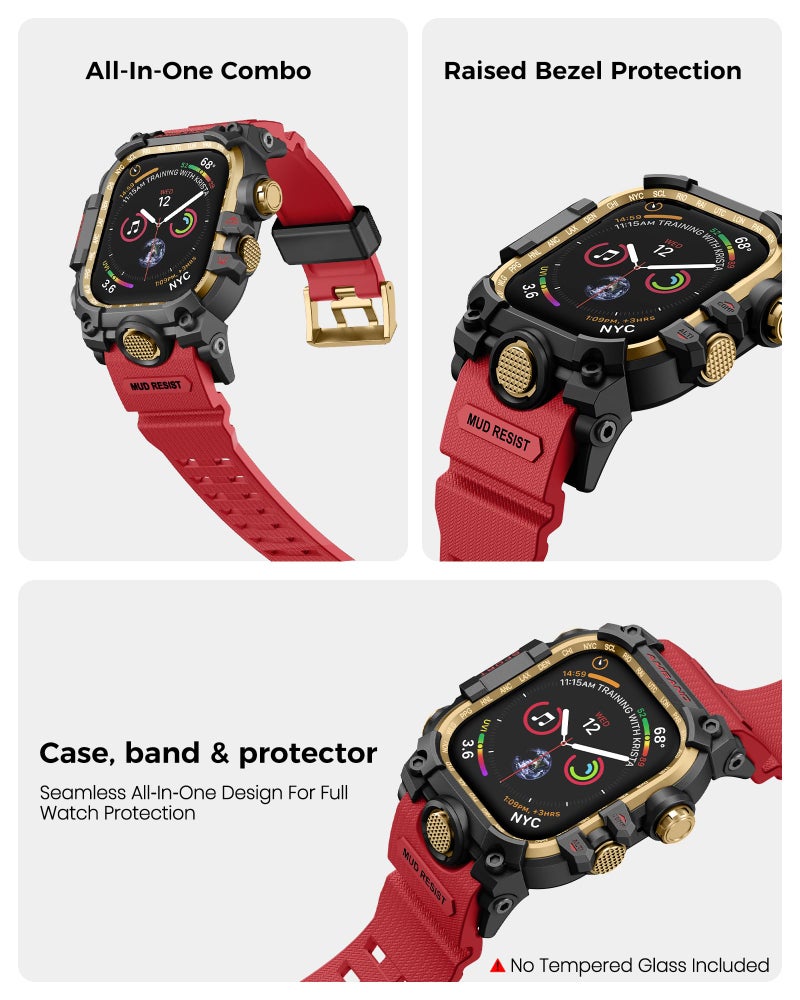 amBand Rugged Case with Band for Apple Watch 44mm, Compatible with iWatch Series SE 3/SE 2nd Generation/SE/6/5/4, Military Grade Shockproof Bumper Cover, Tactical Band for Men, Red - Image 4