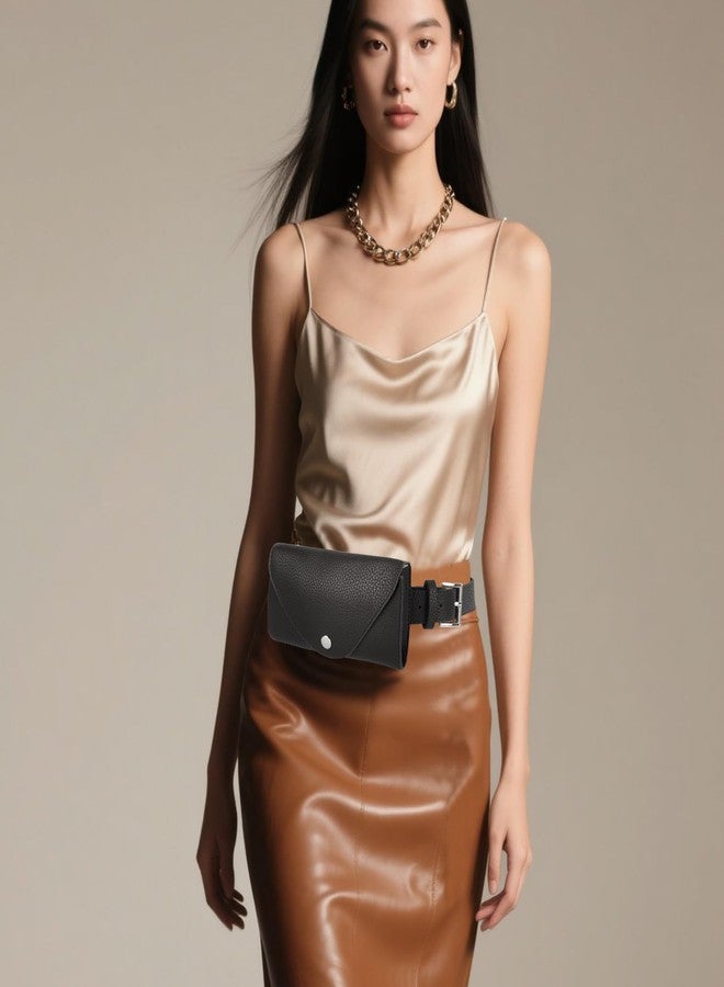 Lobagve Women Mini Envelope Flap PU Leather Belt Waist Bag Handbag Clutch Cell Phone Pouch Coin Purse - Image 2