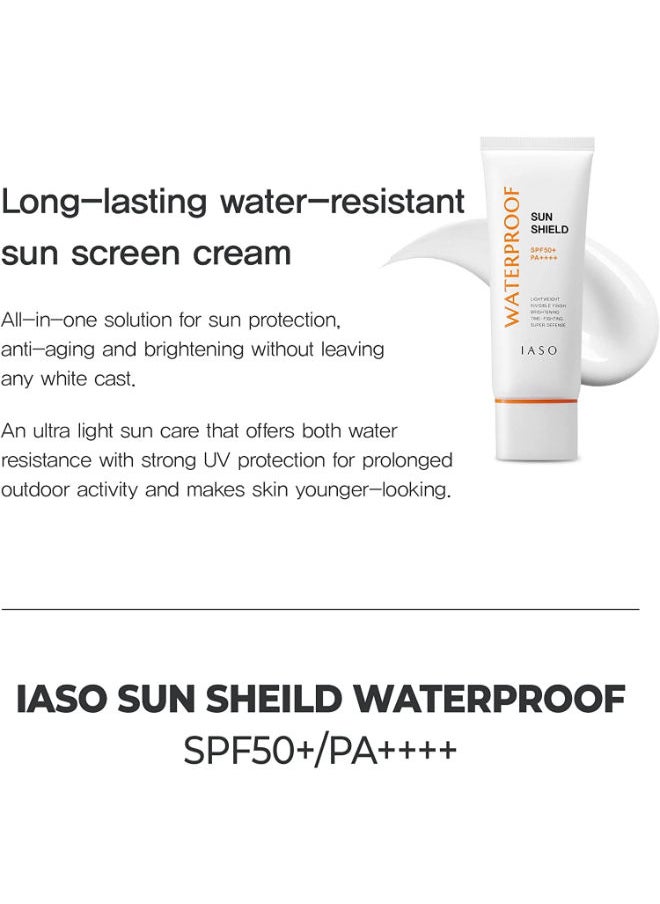iaso IASO SUN SHIELD WATERPROOF SPF50+/PA++++ 70ml Made in Korea ㅣ No White-cast ㅣ Light-weight ㅣWatery texture ㅣ Strong UV Protection  - Image 4
