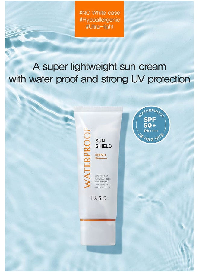iaso IASO SUN SHIELD WATERPROOF SPF50+/PA++++ 70ml Made in Korea ㅣ No White-cast ㅣ Light-weight ㅣWatery texture ㅣ Strong UV Protection  - Image 2